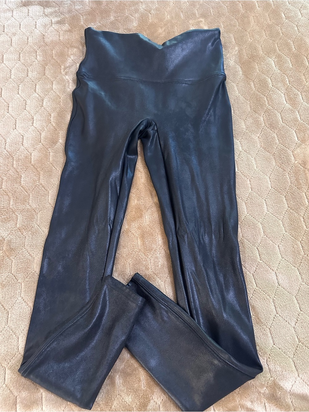 SPANX Black Faux Leather-Look High-Waist Leggings
